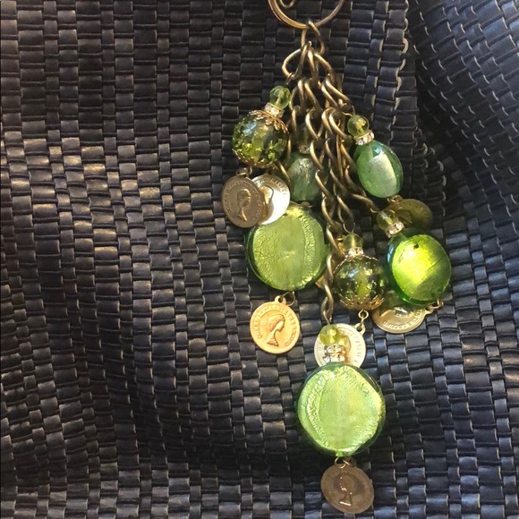 Green and Gold Handbag Charm with Hand Blown Glass - Picture 8 of 8